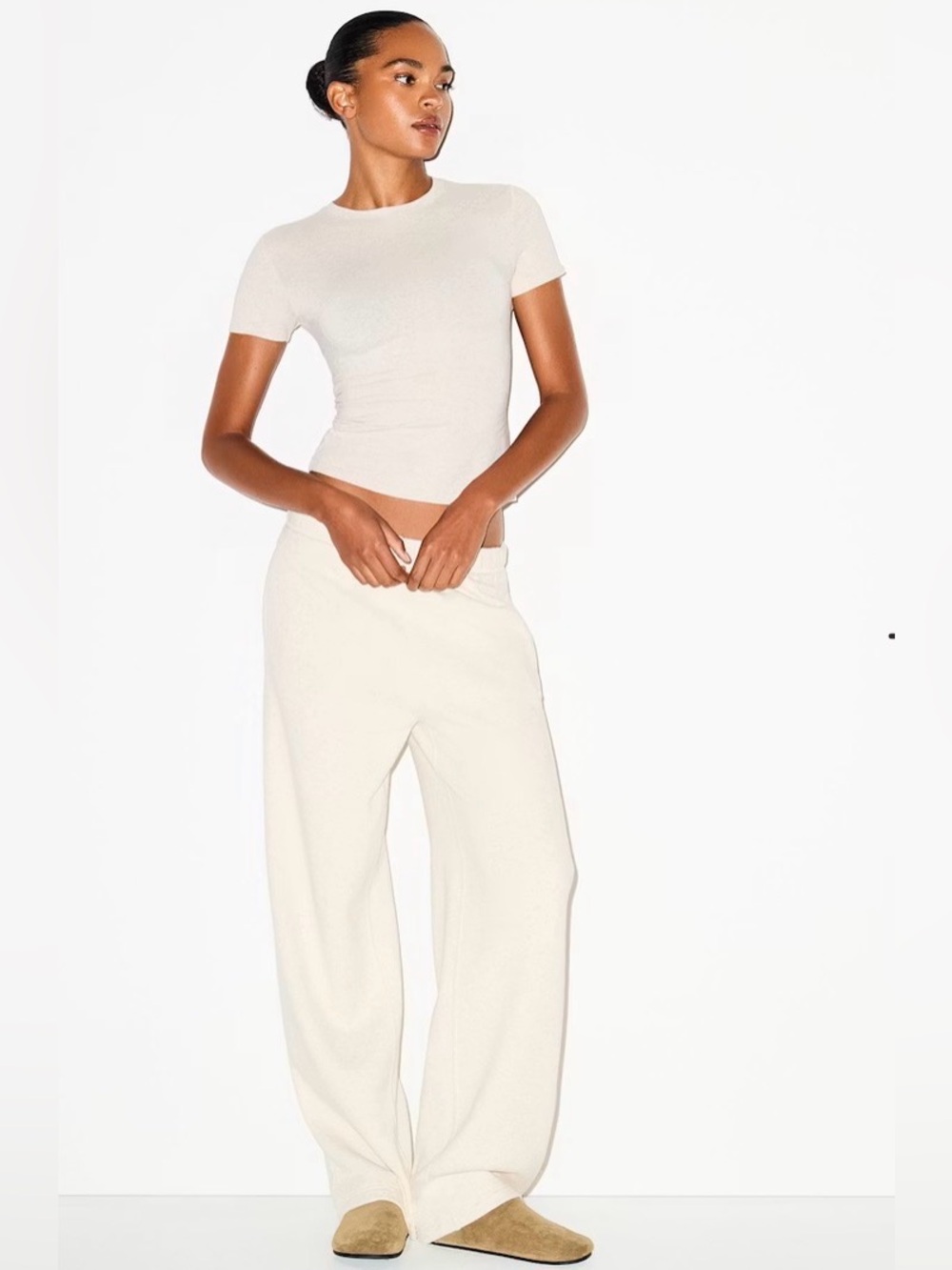 SKIMS fleece classic straight leg pants,  oatmeal Heather, medium Sweatpants